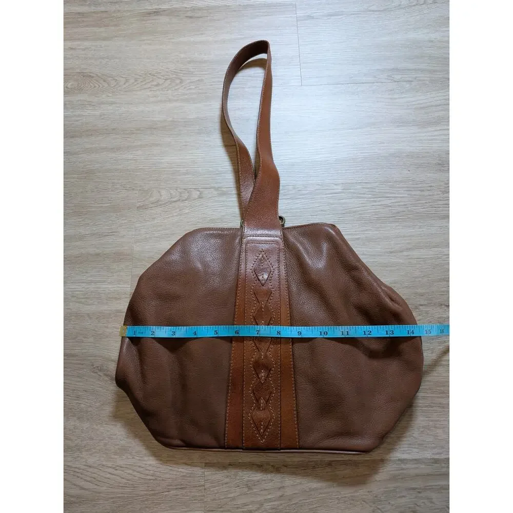 Liz Claiborne Brown Leather Hobo Shoulder Bag Slouchy Pebbled Adjustable Strap